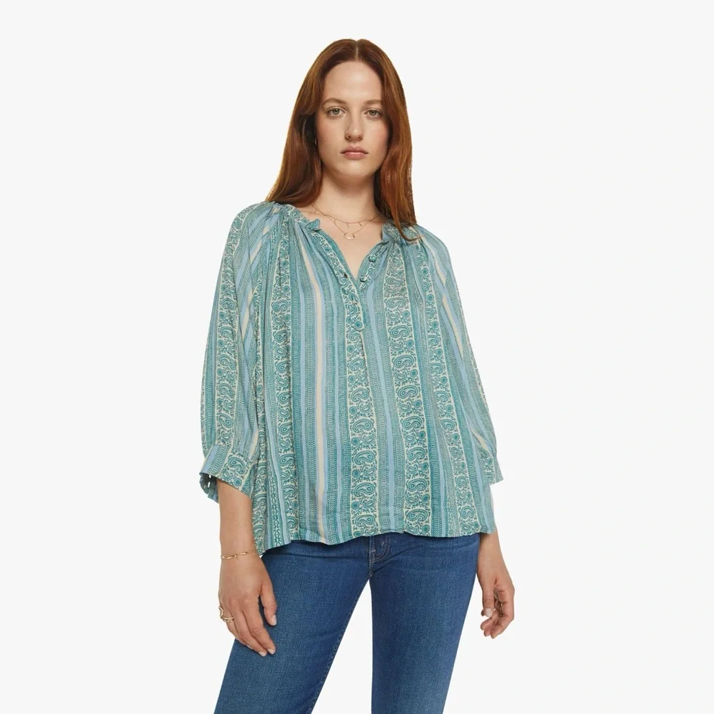 Natalie Martin Remy Paisley Striped Blouse, Large - Picture 1 of 6